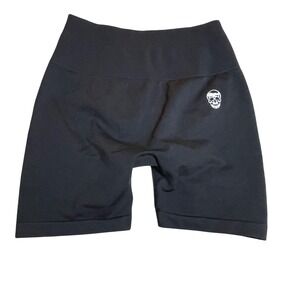 Gymreapers Womens Black Seamless Scrunch Butt Biker Shorts Size Medium High Rise
